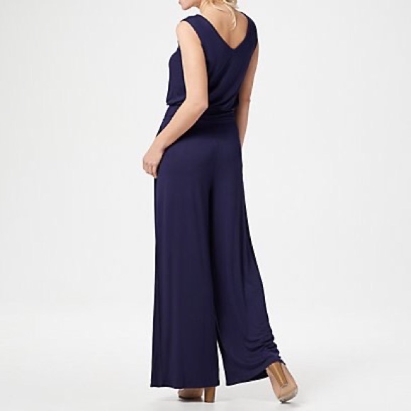 Lisa Rinna Collection Solid Wide Leg Jumpsuit - Picture 2 of 6